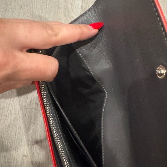 Celine Leather Vintage Bifold Long Wallet Women's - Red With Gray Interior EUC - Picture 7 of 10